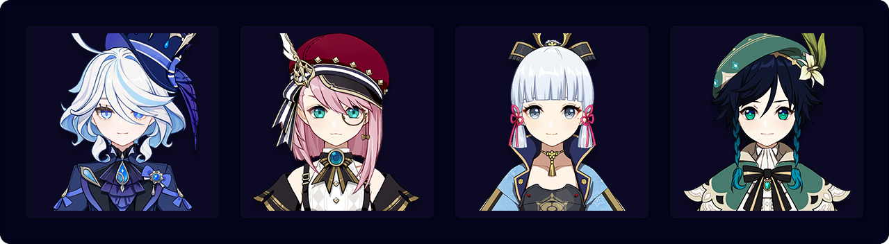 Furina — Charlotte — Ayaka — Venti